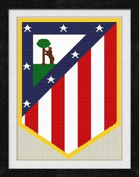 Gráfico para punto de cruz del escudo de futbol del "Atlético de ... Gráfico para punto de cruz del escudo de futbol del "Atlético de ...