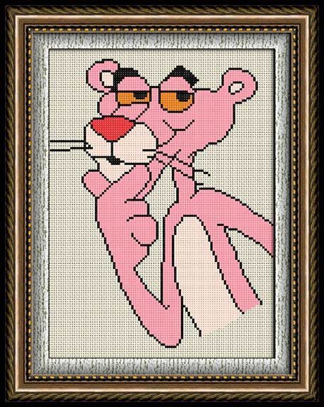 Gráfico para Punto de Cruz y Petit Point de la "Pantera Rosa ... Gráfico para Punto de Cruz y Petit Point de la "Pantera Rosa ...