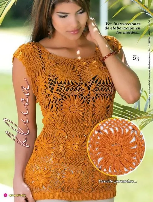 Graficos y Crochet: Blusa Girasoles