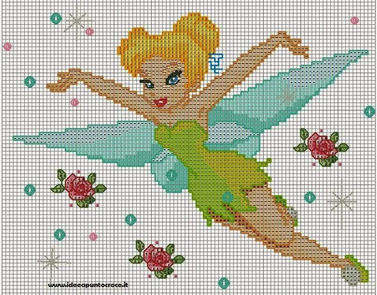Baúl de Punto de Cruz: Campanilla y Peter pan en el pais de nunca ... Baúl de Punto de Cruz: Campanilla y Peter pan en el pais de nunca ...