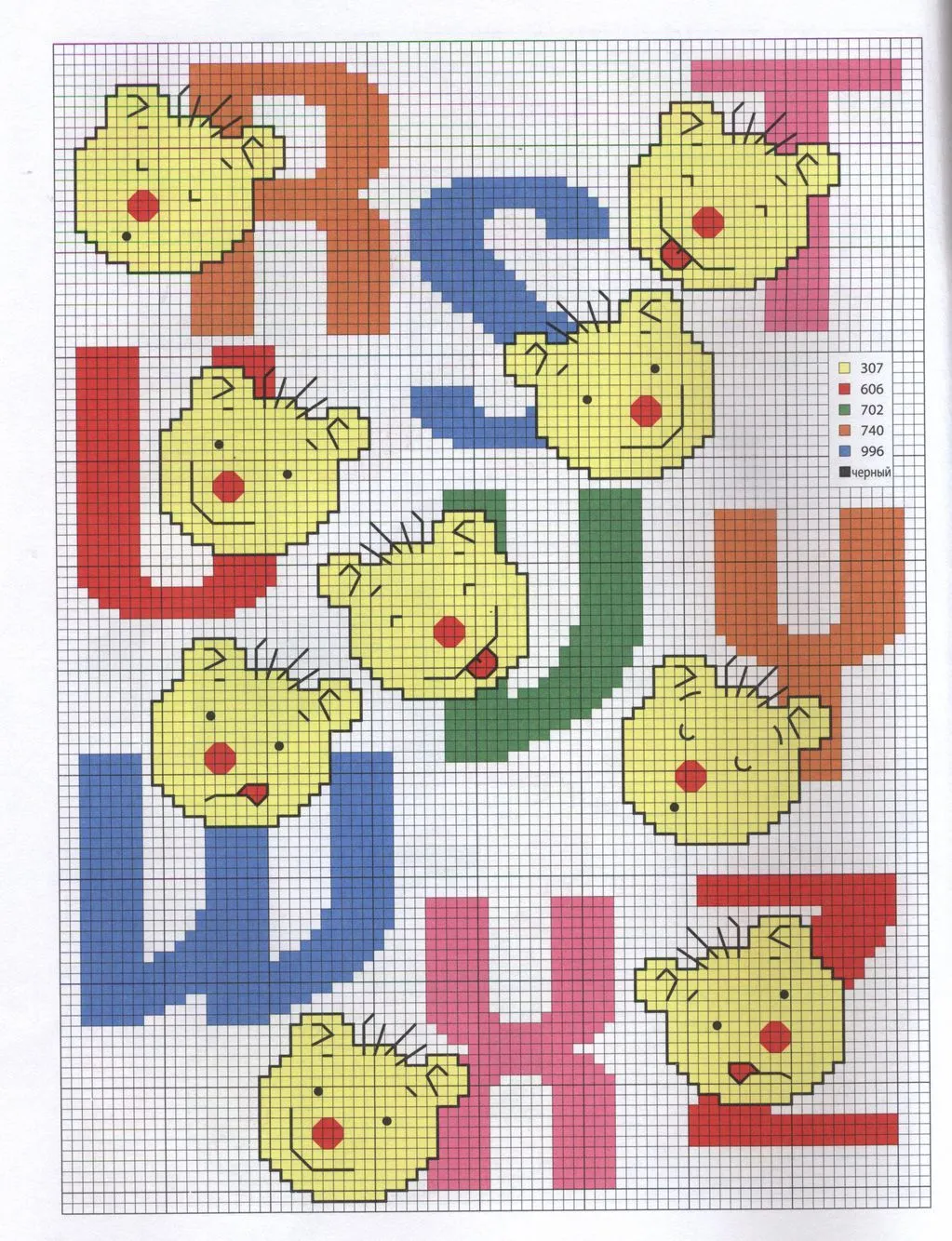 GRAFICOS PUNTO DE CRUZ GRATIS : ABECEDARIOS INFANTILES(52)