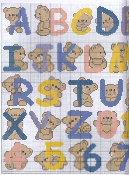GRAFICOS PUNTO DE CRUZ GRATIS : ABECEDARIOS INFANTILES(52 ...