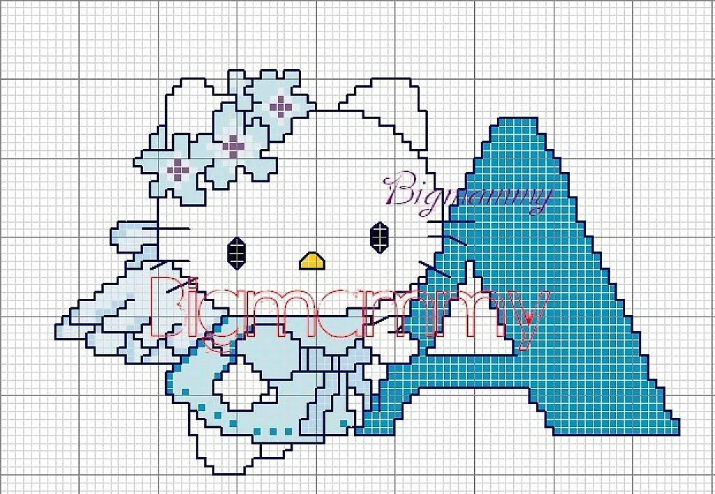GRAFICOS PUNTO DE CRUZ GRATIS : HELLO KITTY( GRAFICOS PUNTO DE CRUZ GRATIS : HELLO KITTY(