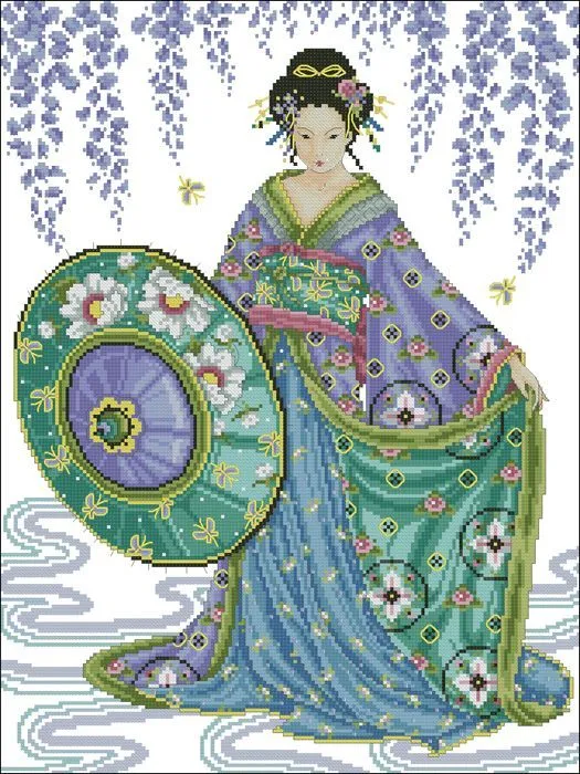 GRAFICOS PUNTO DE CRUZ GRATIS : ORIENTAL Y BUDAS(26) | Geishas ...