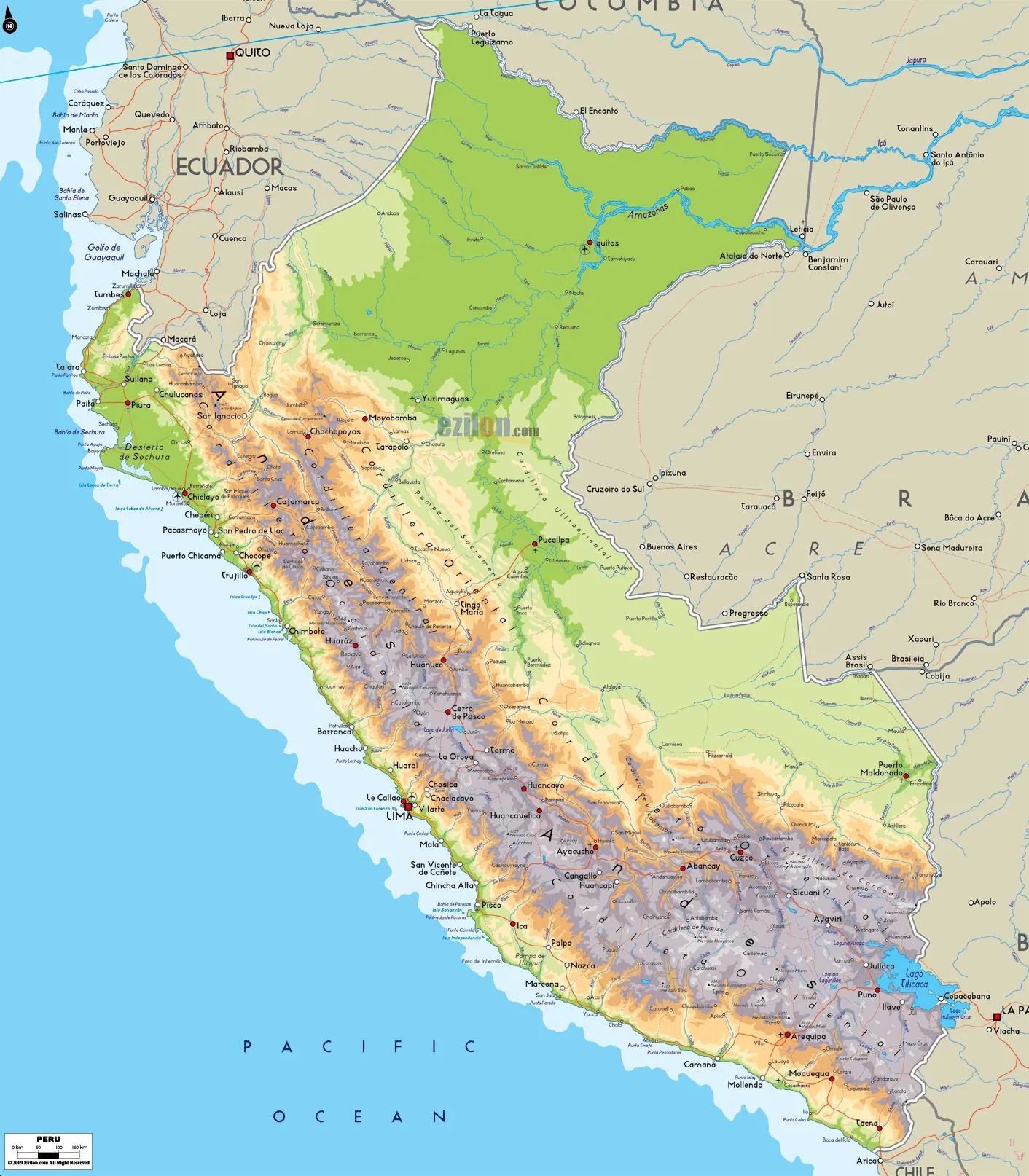 Grande mapa físico del Perú con carreteras, ciudades y aeropuertos | Perú | América del Sur | Mapas del Mundo Grande mapa físico del Perú con carreteras, ciudades y aeropuertos | Perú | América del Sur | Mapas del Mundo