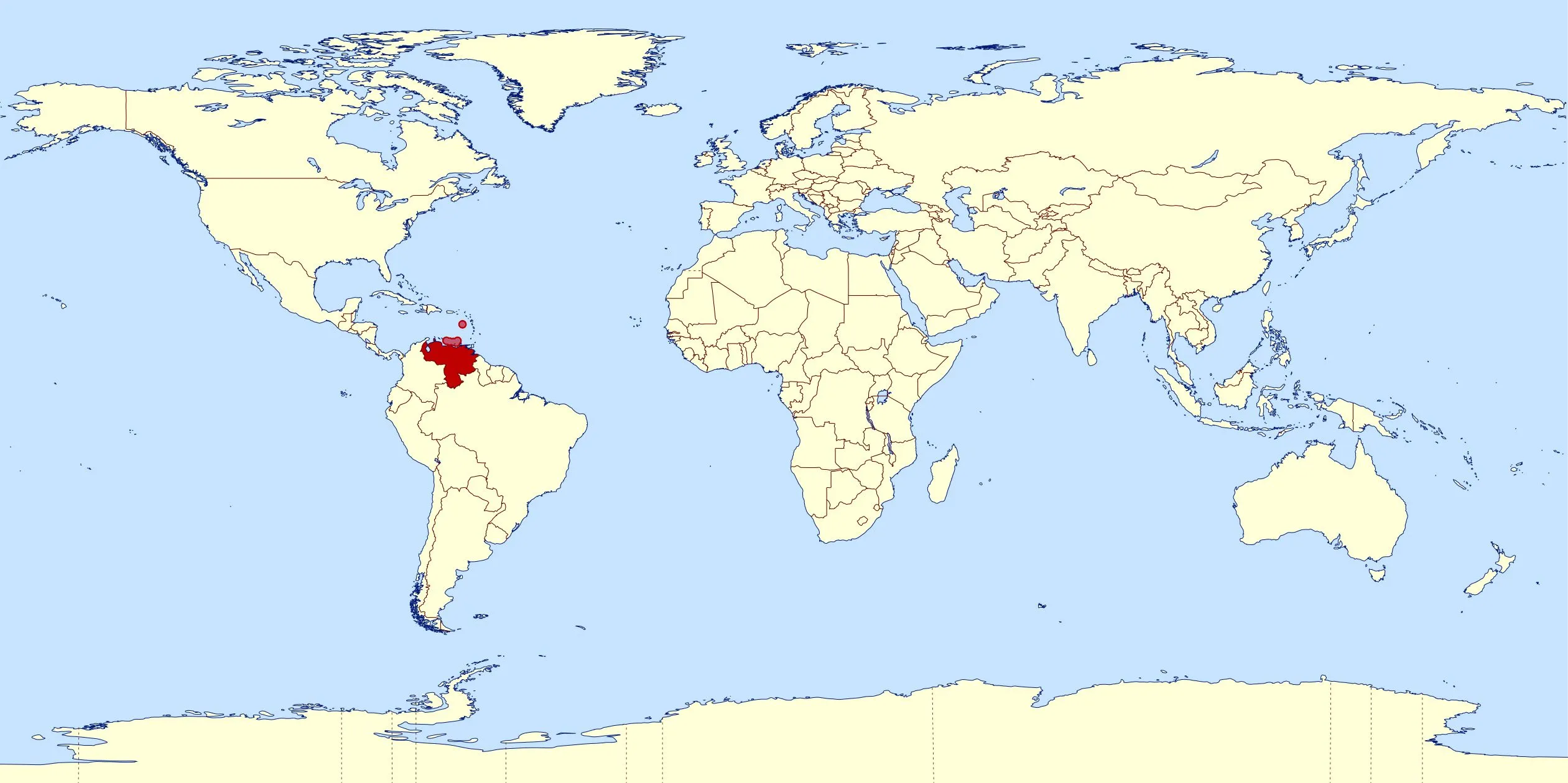 Grande mapa de ubicación de Venezuela en el Mundo | Venezuela | América del Sur | Mapas del Mundo Grande mapa de ubicación de Venezuela en el Mundo | Venezuela | América del Sur | Mapas del Mundo