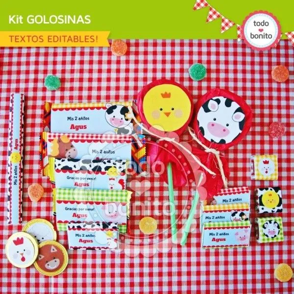 Granja niños: etiquetas de golosinas - Todo Bonito Granja niños: etiquetas de golosinas - Todo Bonito