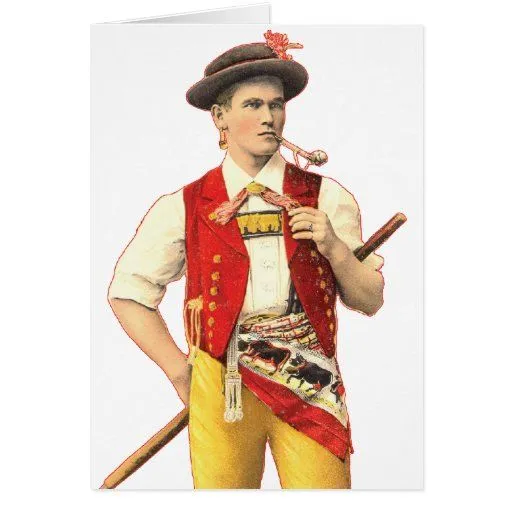 Granjero hermoso de Appenzell en traje tradicional Felicitación ...