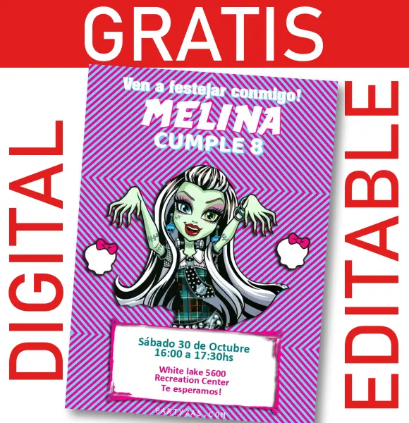 GRATIS] Invitación Monster High | Editable | Digital