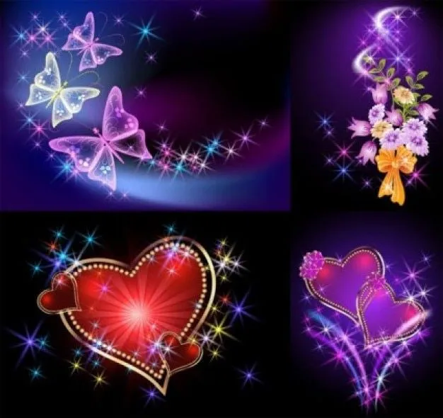 Gratis romántica luz de fondo vector corazón abstracto mariposa ...