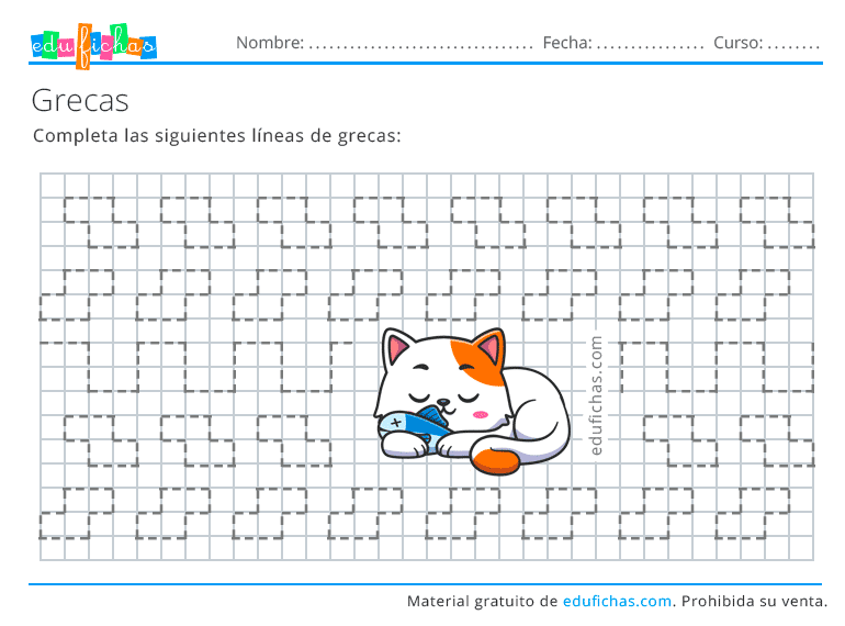 Grecas para Niños - Fichas de Cenefas con Cuadrícula para Imprimir Grecas para Niños - Fichas de Cenefas con Cuadrícula para Imprimir