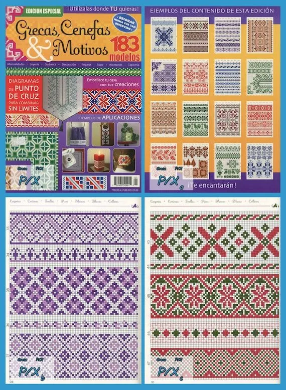 GRECAS Revista Punto de Cruz Esquemas para Bordar Grecas - Etsy México