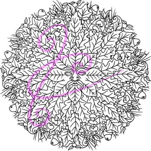 Green Man Mandala A4 Black and White Print #pagan #wicca #nature ... Green Man Mandala A4 Black and White Print #pagan #wicca #nature ...