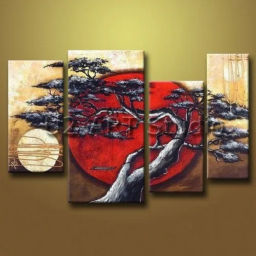 Grupo abstracto pintura al óleo moderna del arte del paisaje ...