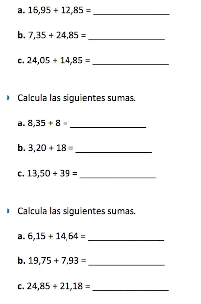 Los guachetes de mi clase: TEMA 5. SUMA Y RESTA CON NÚMEROS DECIMALES