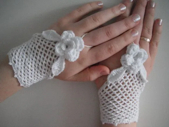 Guantes sin dedos crochet - Imagui