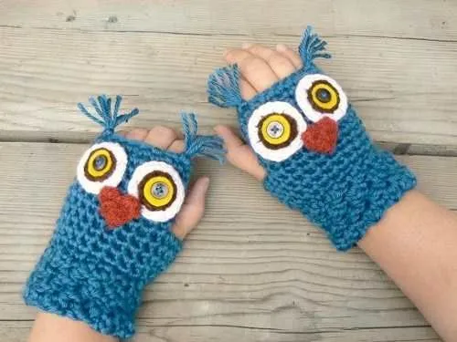 Guantes Sin Dedos O Mitones Modelo Buho Crochet Flr | Accesorios ... Guantes Sin Dedos O Mitones Modelo Buho Crochet Flr | Accesorios ...