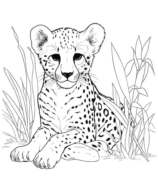 Guepardo selva para colorear | Vector Premium