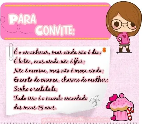 15 anos !: # Frases para convite