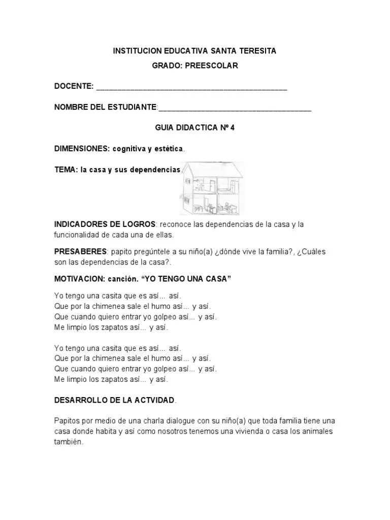 Guia de Actividades La Casa y Sus Partes | PDF Guia de Actividades La Casa y Sus Partes | PDF