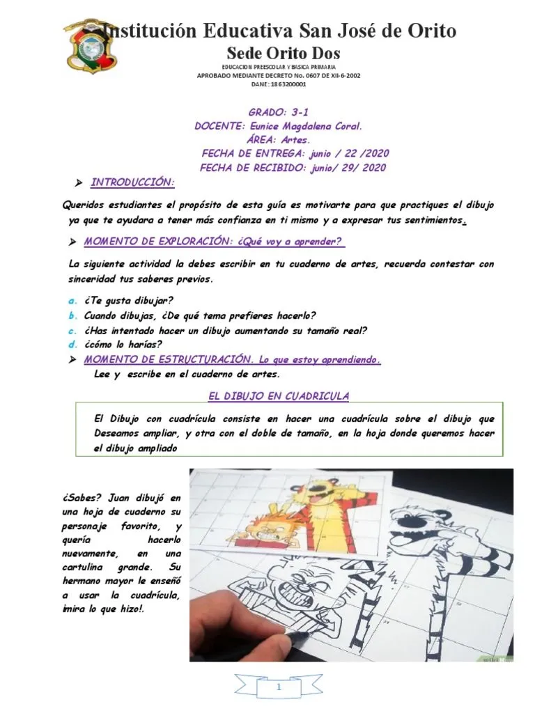 Guia de Artes Grado 3-1 | PDF | Educación de la primera infancia | Dibujo