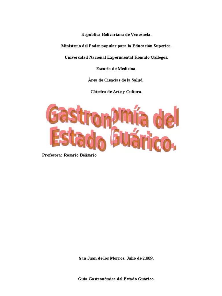 Guia Gastronomica Del Estado Guarico! 2003 | PDF | Cocina de las Americas | Preparación de comida y bebida Guia Gastronomica Del Estado Guarico! 2003 | PDF | Cocina de las Americas | Preparación de comida y bebida