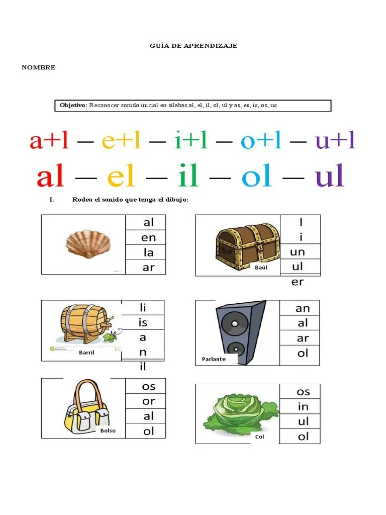 Guia Al El Il Ol Ul y As Es Is Os Us 1 | PDF