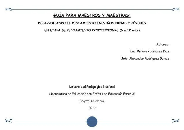 Guía para maestros y maestras: Desarrollando el pensamiento en niños,… Guía para maestros y maestras: Desarrollando el pensamiento en niños,…