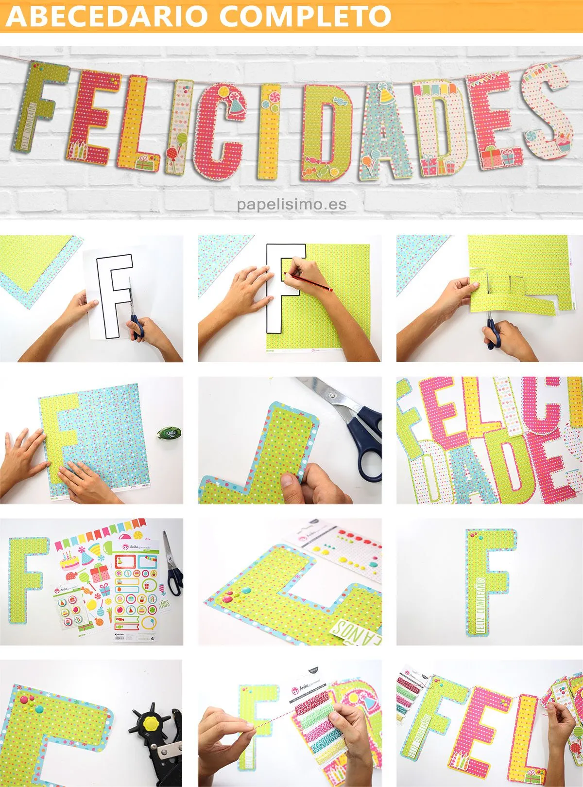 Guirnalda de cumpleaños (con letras para recortar) | Papelisimo Guirnalda de cumpleaños (con letras para recortar) | Papelisimo