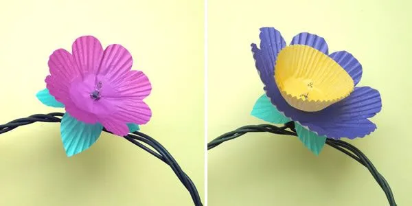 Guirnalda de flores luminosas - Guía de MANUALIDADES Guirnalda de flores luminosas - Guía de MANUALIDADES