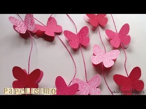 Cómo hacer Guirnalda de Mariposas de Papel. Con imprimible - YouTube Cómo hacer Guirnalda de Mariposas de Papel. Con imprimible - YouTube