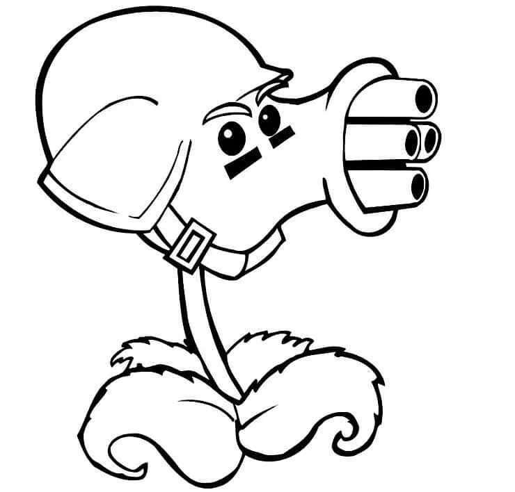 Guisante Gatling en Plantas vs Zombies para colorear, imprimir e dibujar  –ColoringOnly.Com