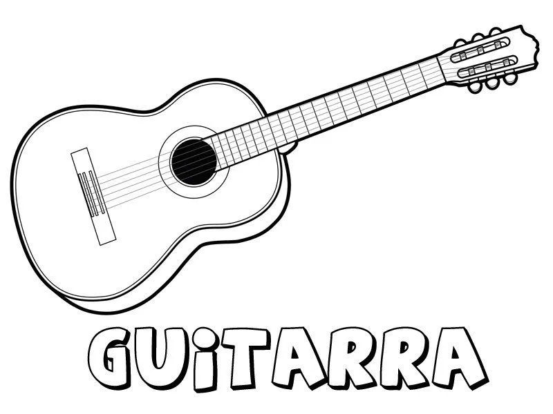 Guitarra para colorear. Dibujos de instrumentos musicales Guitarra para colorear. Dibujos de instrumentos musicales