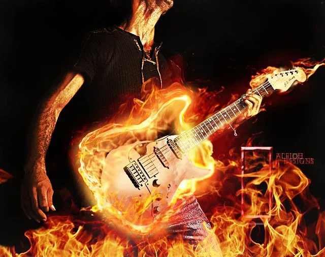 Guitarra con fuego - Imagui