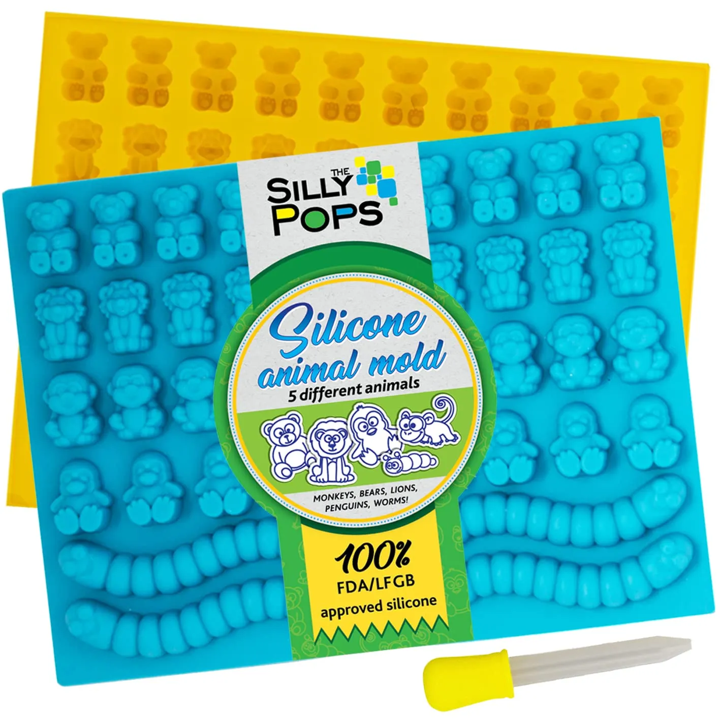 Gummy Bear molde silicona última intervensión de BPA (amarillo, azul) – Set de 2 para caramelos 86 – Gummy Bear molde silicona última intervensión de BPA (amarillo, azul) – Set de 2 para caramelos 86 –