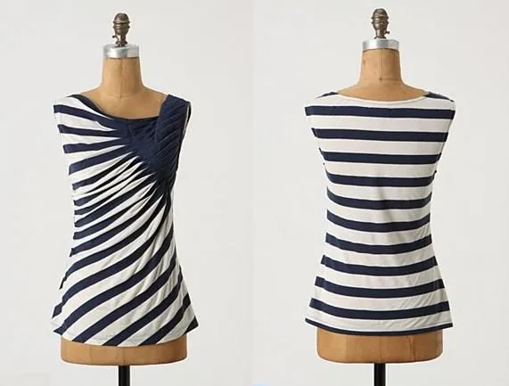 h1>Remera rayas diagonales con plisado abanico de Anthropologie ...