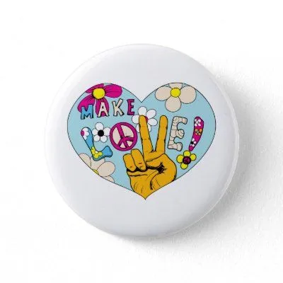 Haga el signo de la paz del Hippie del ~ 60s de la Botones de Zazzle.