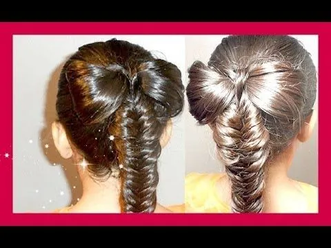 Hair Bow With Fishtail Braid Tutorial * Mono con Trenza de Espiga ...