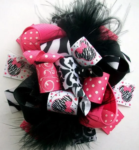 Hair bows-Disney Funky Loopy Fabulously Fun Damask ... | Hair bows