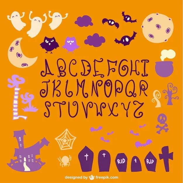 Halloween alfabeto y decoración | Descargar Vectores gratis Halloween alfabeto y decoración | Descargar Vectores gratis