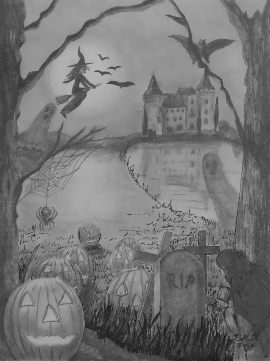 Halloween, Dibujo por Emmanuelle Menny Fleuridas | Artmajeur Halloween, Dibujo por Emmanuelle Menny Fleuridas | Artmajeur