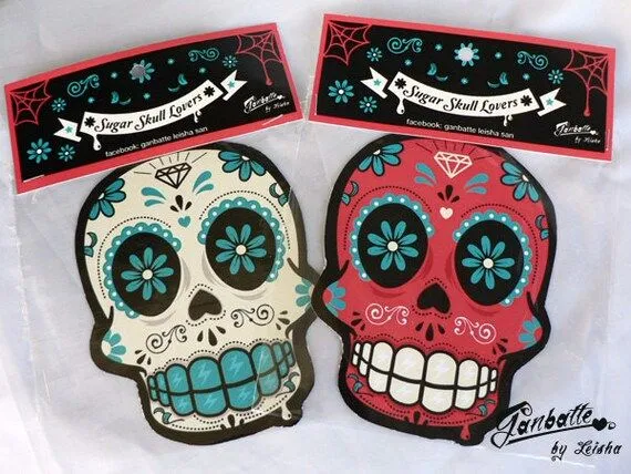 Halloween sale 2 Stickers Sugar Skull Calacas by Ganbatte Halloween sale 2 Stickers Sugar Skull Calacas by Ganbatte