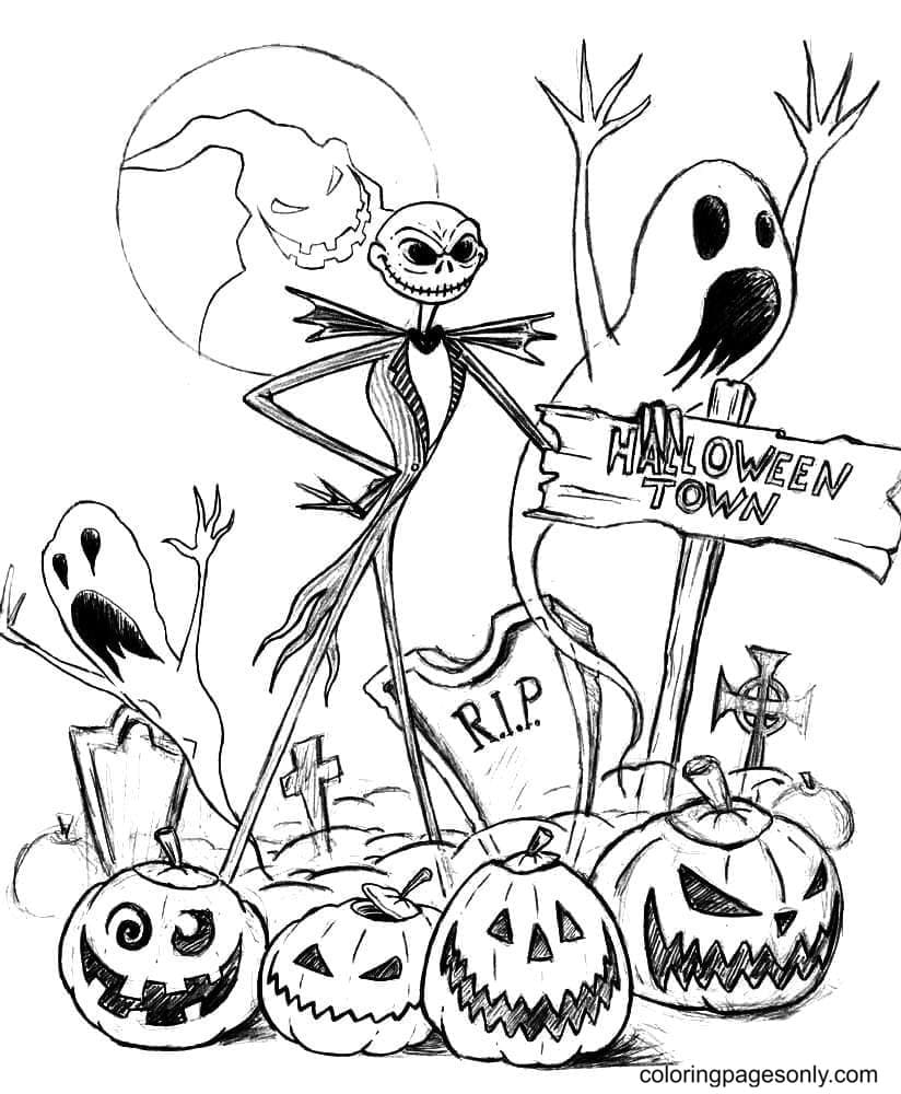 Halloween Town Coloring Pages - Pesadilla antes de Navidad para colorear - Páginas para colorear para niños y adultos Halloween Town Coloring Pages - Pesadilla antes de Navidad para colorear - Páginas para colorear para niños y adultos