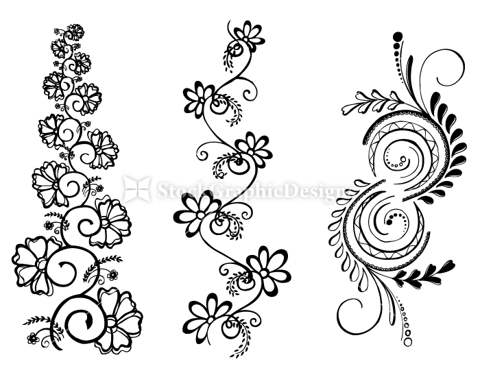 Hand Drawn Floral Ornaments Vector Illustration and Photoshop ...