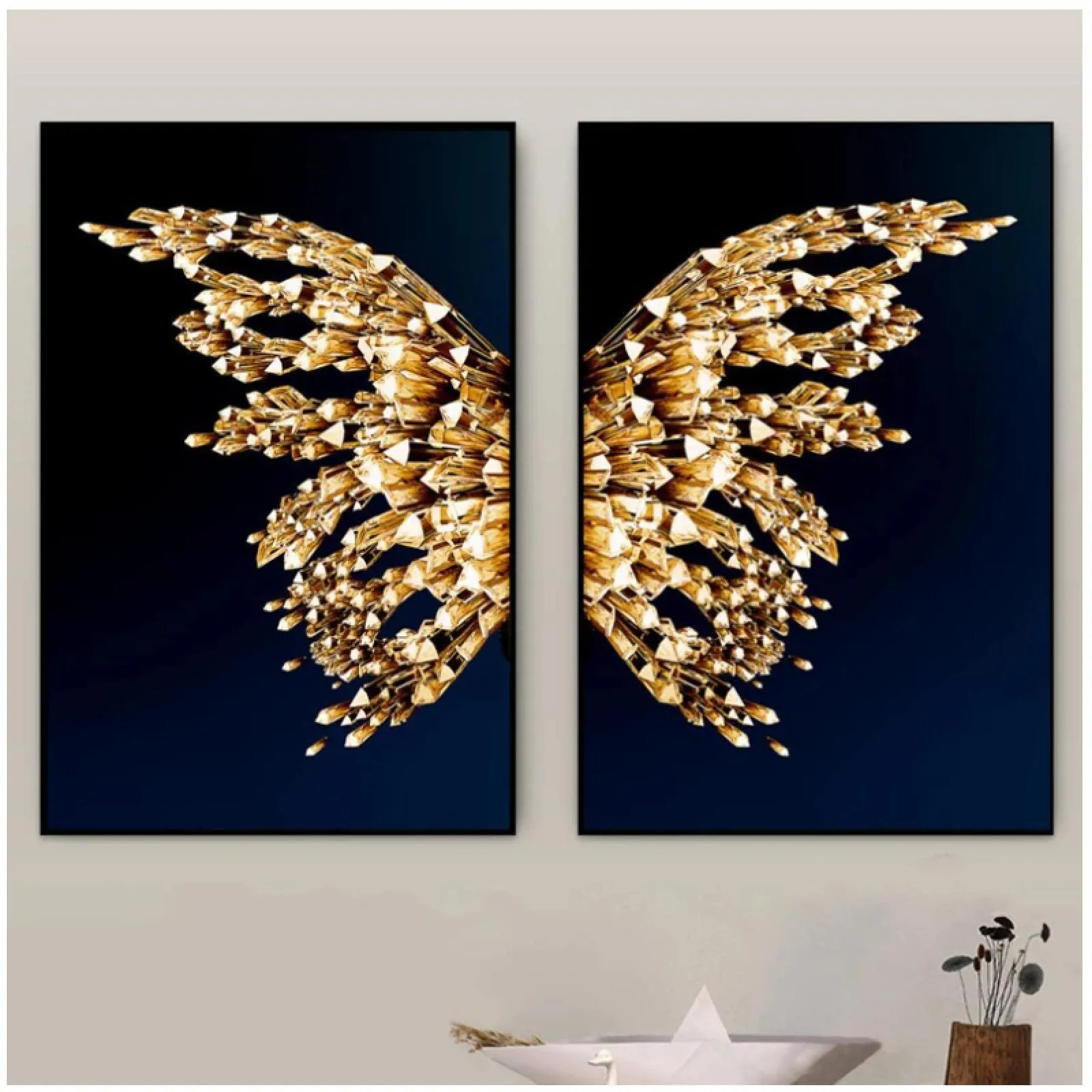 HANSHUO Imprimir en Lienzo Alas de Mariposa Doradas Cuadro de Arte de Pared Moderno Abstracto Decoración HANSHUO Imprimir en Lienzo Alas de Mariposa Doradas Cuadro de Arte de Pared Moderno Abstracto Decoración