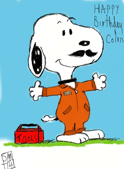 happy birthday snoopy with a hint of BSA by Amalgam-mecuriart on ...