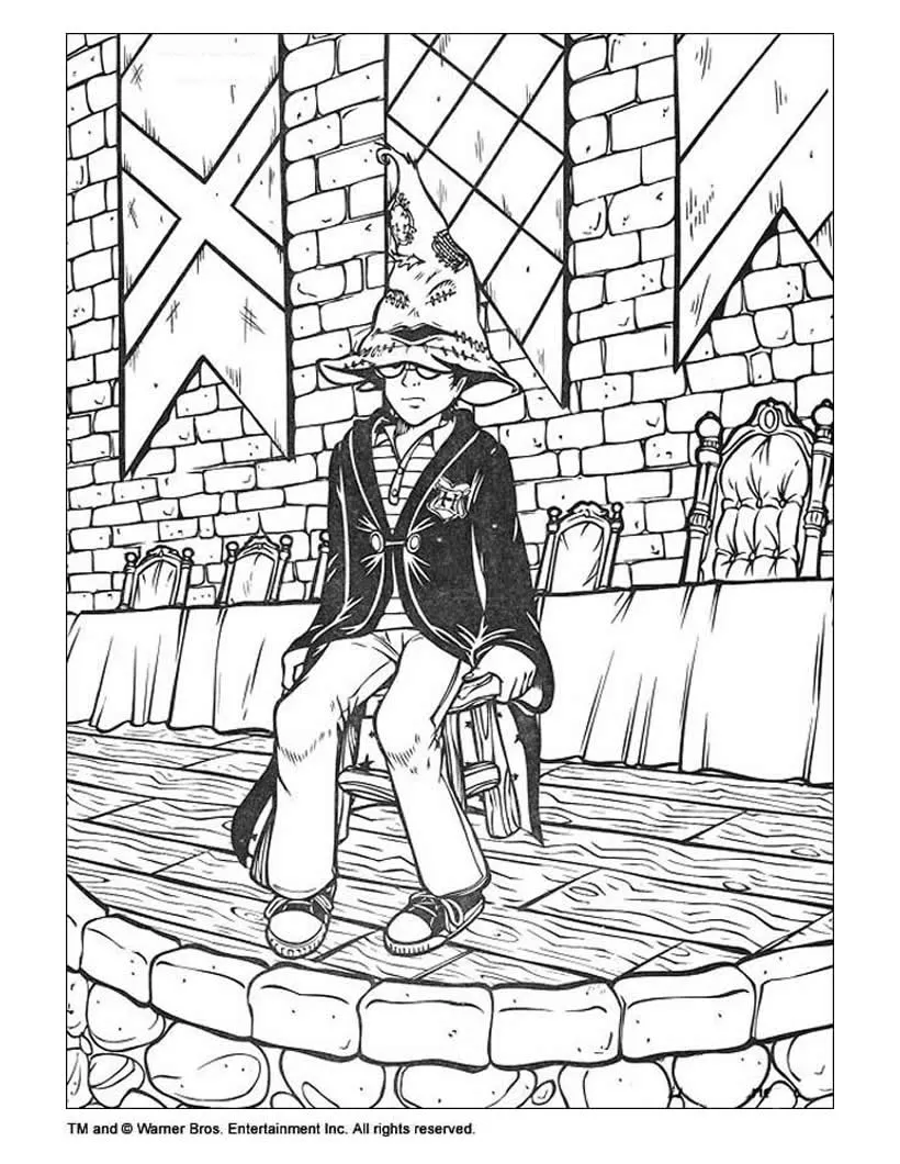 Dibujo de Harry Potter con el sombrero mágico - Dibujos para pintar ... Dibujo de Harry Potter con el sombrero mágico - Dibujos para pintar ...