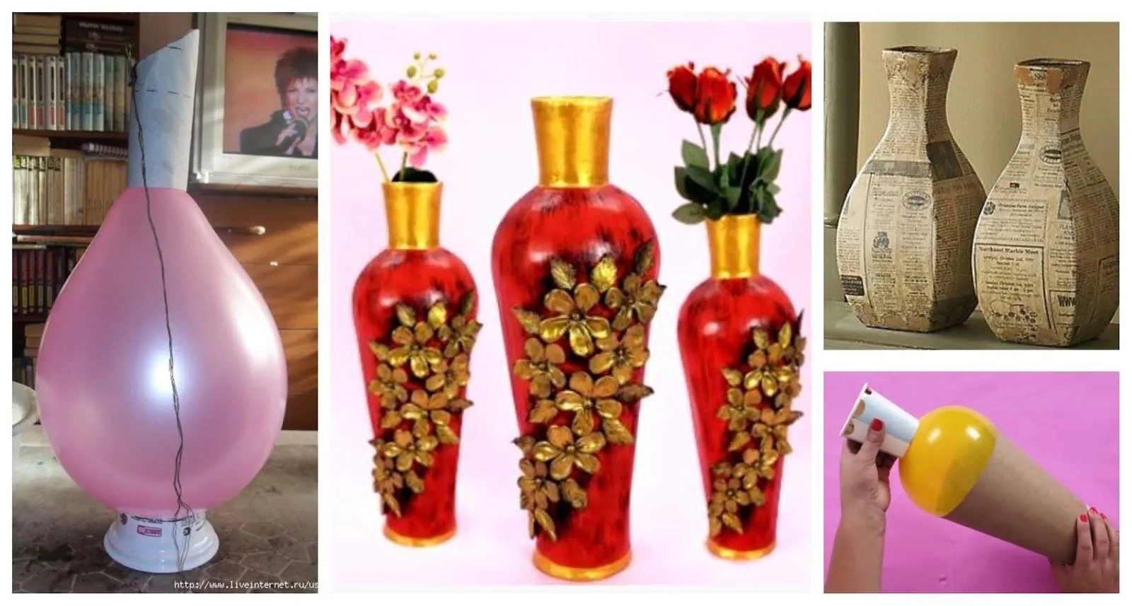 Haz espectaculares jarrones con Vasos -Globos y Periódico reciclado ~ Manoslindas.com Haz espectaculares jarrones con Vasos -Globos y Periódico reciclado ~ Manoslindas.com