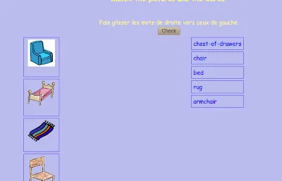 Haz parejas. Muebles de la casa.-Inglés fácil para primaria Haz parejas. Muebles de la casa.-Inglés fácil para primaria