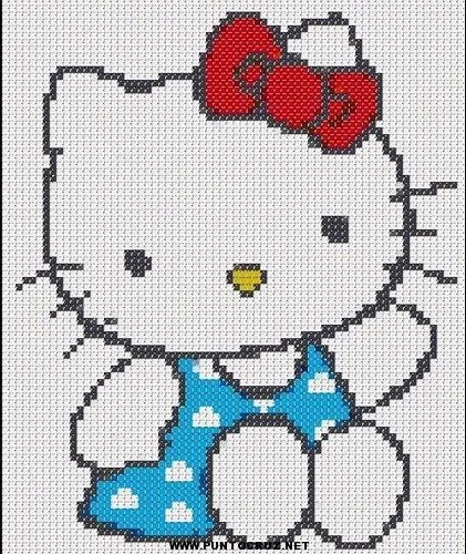 Hello Kitty animada en punto cruz | Punto de cruz - Colección de ... Hello Kitty animada en punto cruz | Punto de cruz - Colección de ...